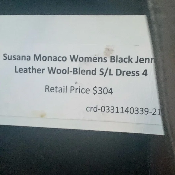 Susana Monaco Black Wool and Genuine Leather Dress NWT Size 4